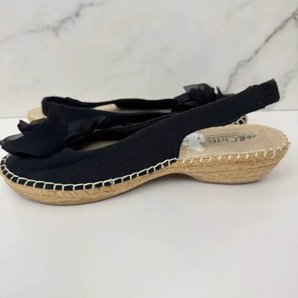Cliffs By White Mountain Womens Sling Back Fabric Espadrille Size 8 Bow Black